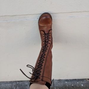 Tall lace up handcrafted combat boots 100% leather
